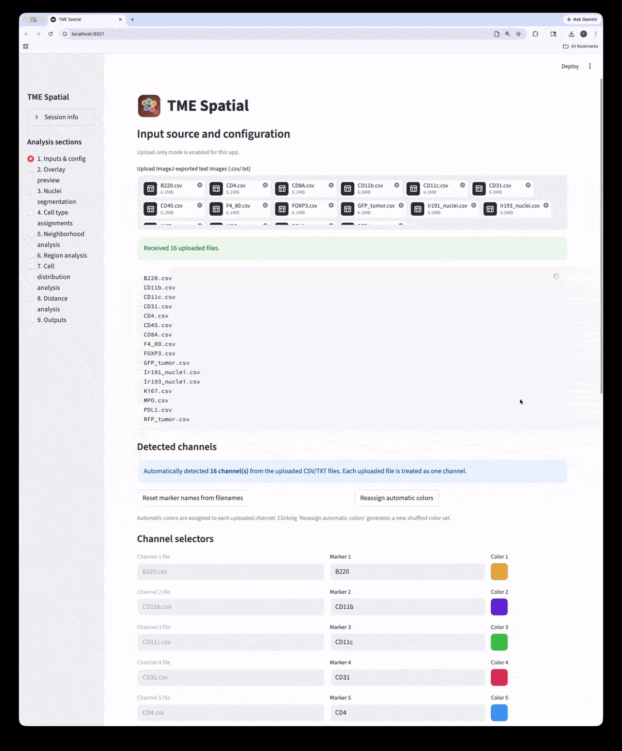 Inputs and configuration